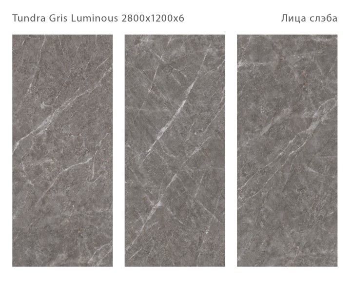 StaroSlabs Керамический слэб С0005903 Tundra Gris Luminous Double Polished 120х280 серый полированный под мрамор — фото 2
