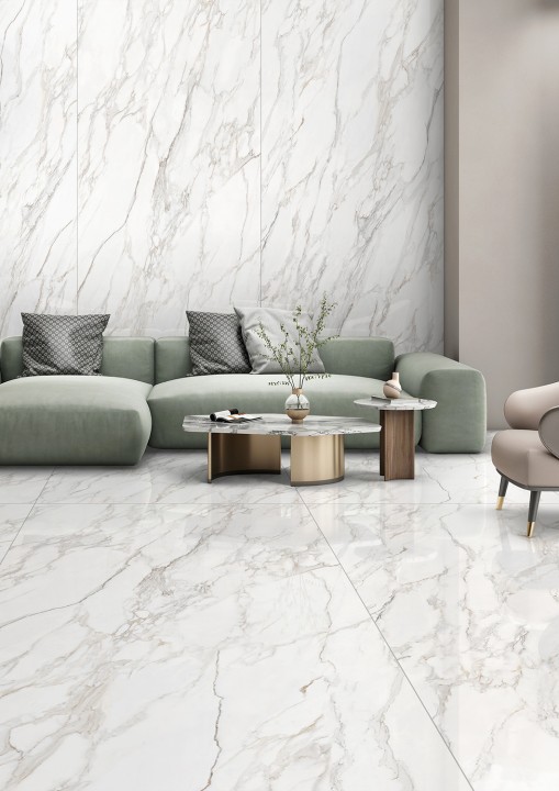 StaroSlabs Керамический слэб С0005676 Carrara Bianco Elegance Polished 120х280 белый полированный под мрамор — фото 4