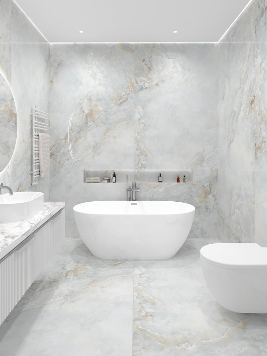 StaroSlabs Керамический слэб С0005762 Solano Blue Home Elegance Polished 120х280 голубой полированный под камень — фото 3