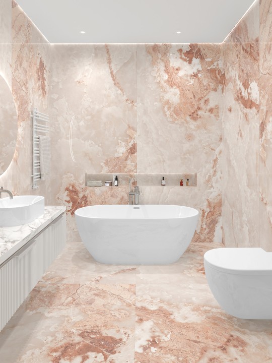StaroSlabs Керамический слэб С0005763 Metalyn Beige Elegance Polished 120х280 розовый полированный под камень — фото 3