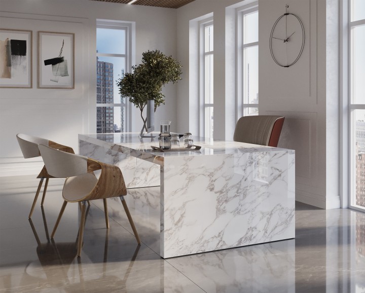 StaroSlabs Керамический слэб С0005780 Arabescato Oscuro Elegance Polished 120х280 белый полированный под камень — фото 3