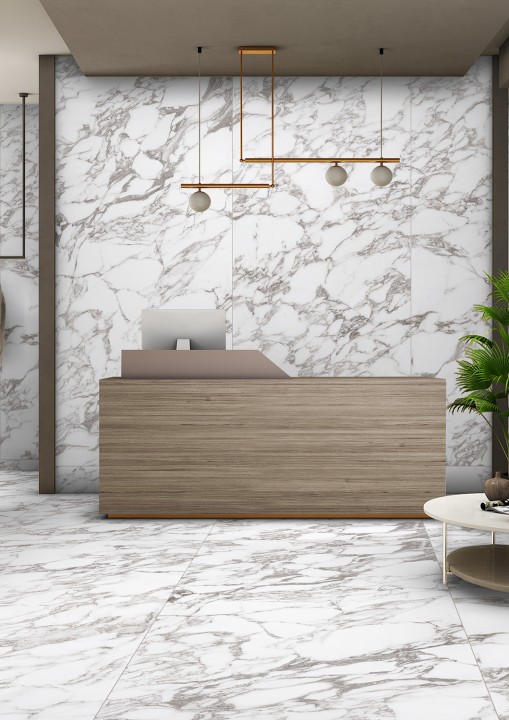 StaroSlabs Керамический слэб С0005780 Arabescato Oscuro Elegance Polished 120х280 белый полированный под камень — фото 4