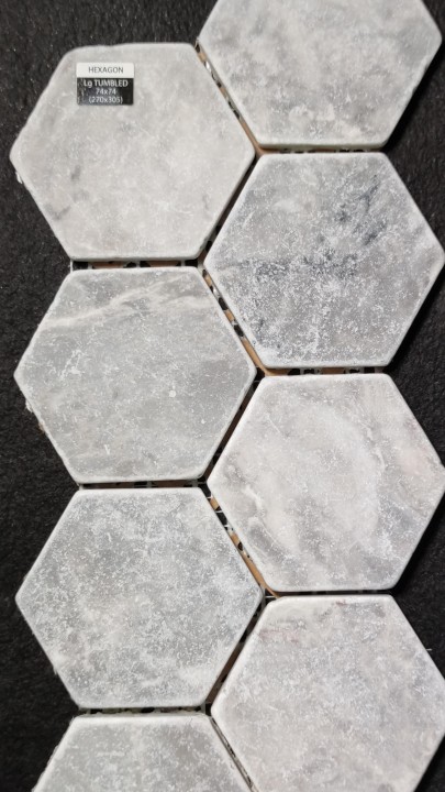 Каменная Stone4Home Мозаика из камня Мозаика Hexagon Lg Tumbled 74x74 (270X305X9), натур. мрамор — фото 2