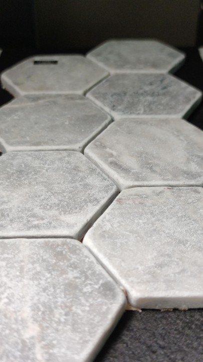 Каменная Stone4Home Мозаика из камня Мозаика Hexagon Lg Tumbled 74x74 (270X305X9), натур. мрамор — фото 3