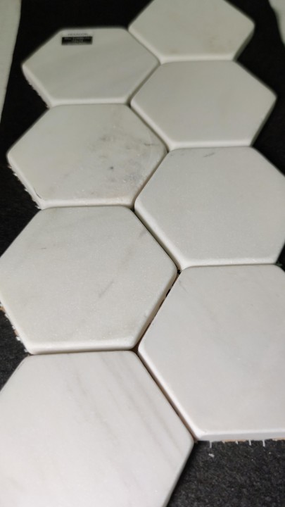 Каменная Stone4Home Мозаика из камня Мозаика Hexagon Mw Tumbled 74x74 (270X305X9), натур. мрамор — фото 2