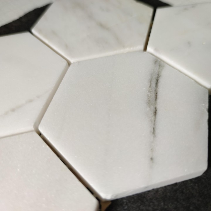 Каменная Stone4Home Мозаика из камня Мозаика Hexagon MwP 74x74 (270X305X9), натур. мрамор — фото 3