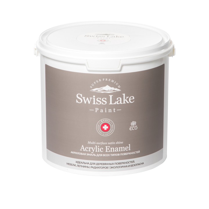 Краски интерьерные Интерьерные краски Акриловая эмаль Swiss Lake для всех типов поверхностей Acrylic Enamel база А 3 л