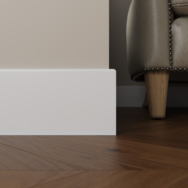 Плинтусы напольные Плинтусы Плинтус белый Ultrawood можно не красить Base 1010 p (2000 x 100 x 10 мм.) — фото 3