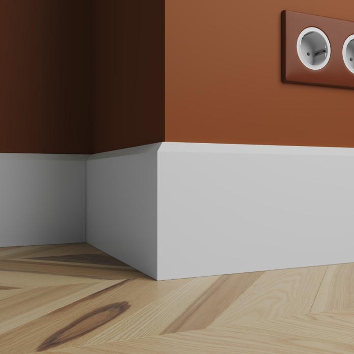 Плинтусы напольные Серия White Плинтус белый Ultrawood под покраску Base 0023 p (2000 x 120 x 12 мм.) — фото 3
