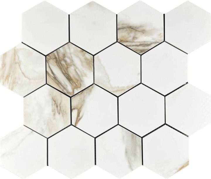 Керамическая Мозаика Velsaa Calacatta Gold Mosaic Paonazzo Hexagone 28х33 — фото 6
