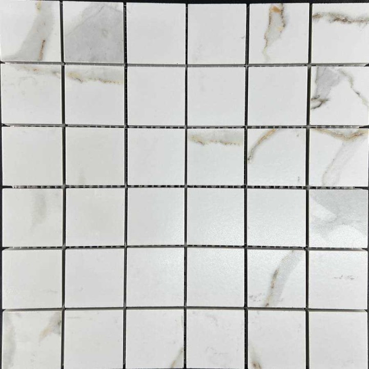 Напольная Velsaa Мозаика Calacatta Калаката Mos. Satvario Gold Satin 47х47 — фото 3