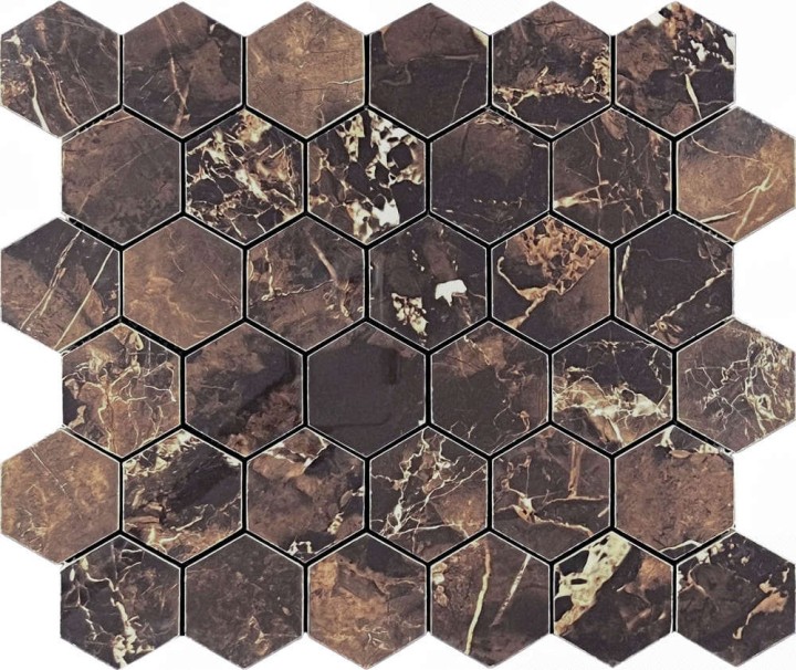 Керамическая Мозаика Velsaa Copper Slab Black Mosaic Hexagone 30.9х32.2 — фото 2