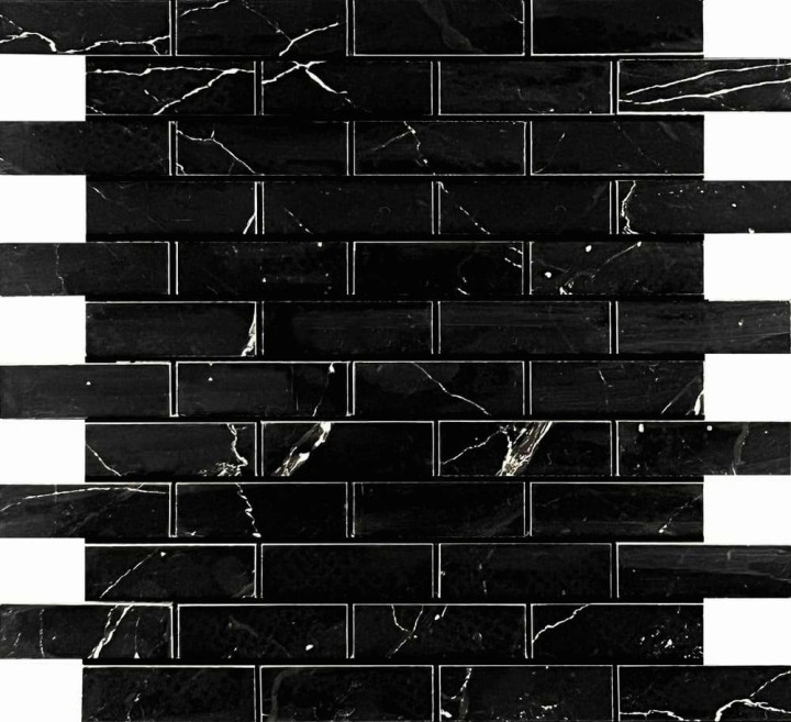 Керамическая Мозаика Velsaa Estrada Mosaic Nero Brick Bone 29.9х32.1 — фото 3
