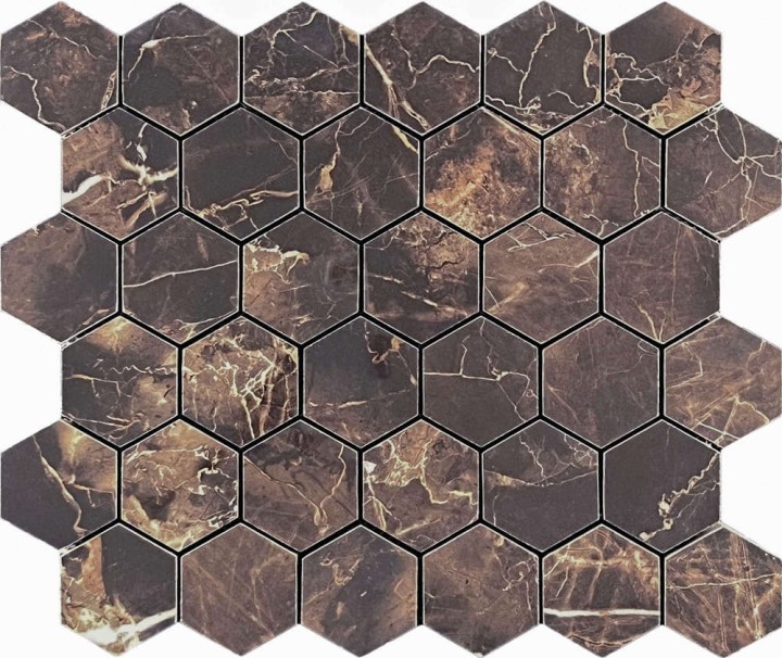 Керамическая Мозаика Velsaa Mosaic Copper Slab Black Mosaic Hexagone 30.9х32.2 — фото 3
