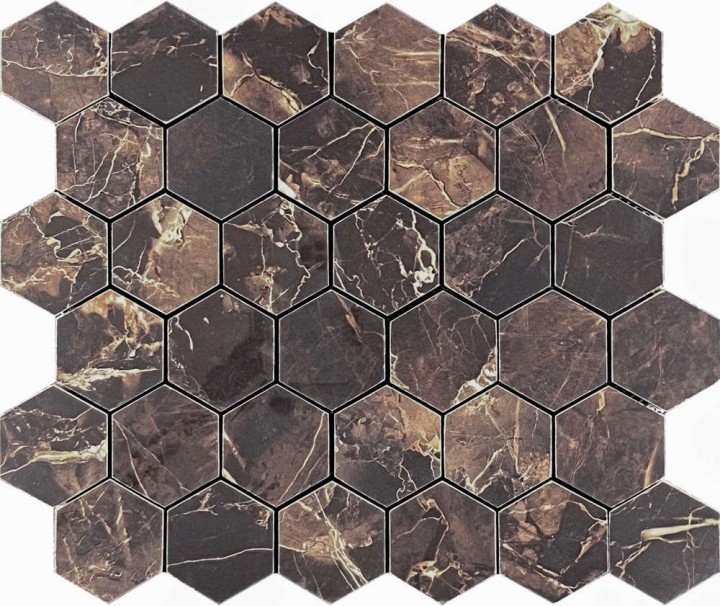 Керамическая Мозаика Velsaa Mosaic Copper Slab Black Mosaic Hexagone 30.9х32.2 — фото 4