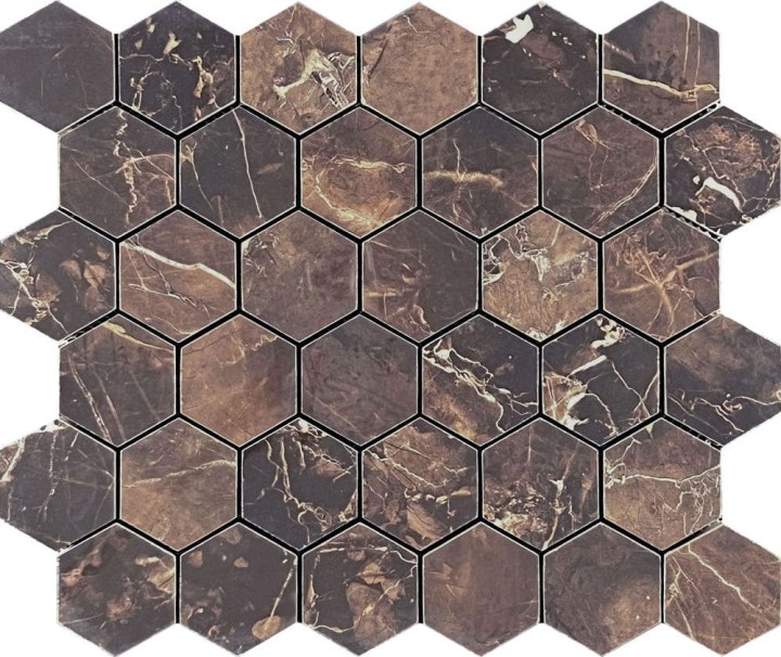 Керамическая Мозаика Velsaa Mosaic Copper Slab Black Mosaic Hexagone 30.9х32.2 — фото 6