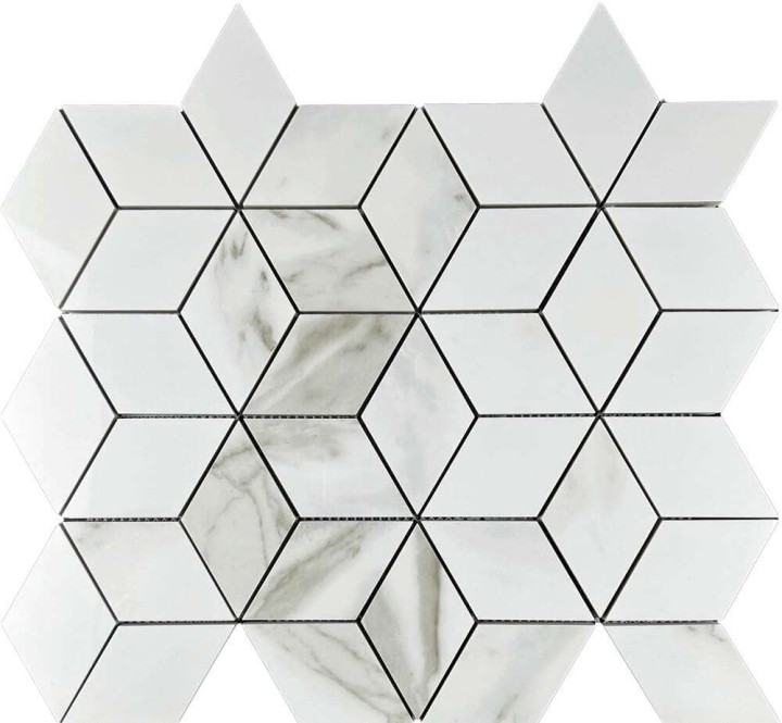 Керамическая Мозаика Velsaa Mosaic Statuario Eva Mosaic 3d Diamond 34.7х37.1 — фото 2