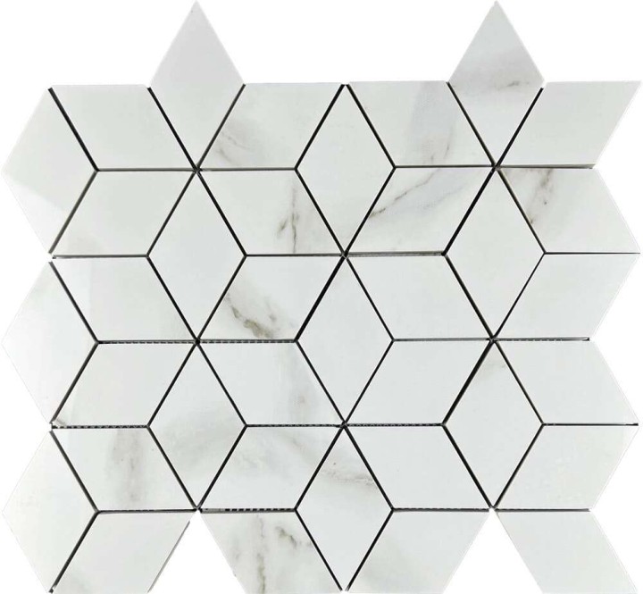 Керамическая Мозаика Velsaa Mosaic Statuario Eva Mosaic 3d Diamond 34.7х37.1 — фото 3