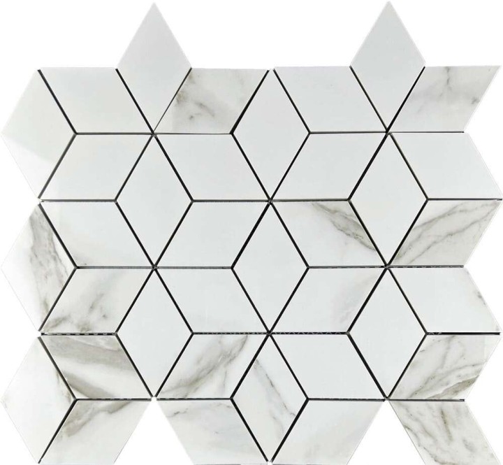 Керамическая Мозаика Velsaa Statuario Eva Mosaic 3d Diamond 34.7х37.1 — фото 4
