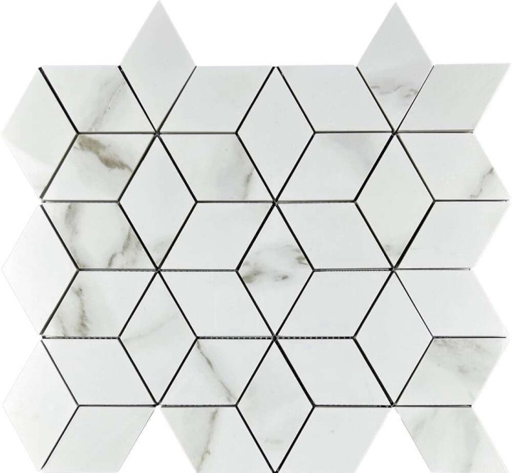 Керамическая Мозаика Velsaa Statuario Eva Mosaic 3d Diamond 34.7х37.1 — фото 5