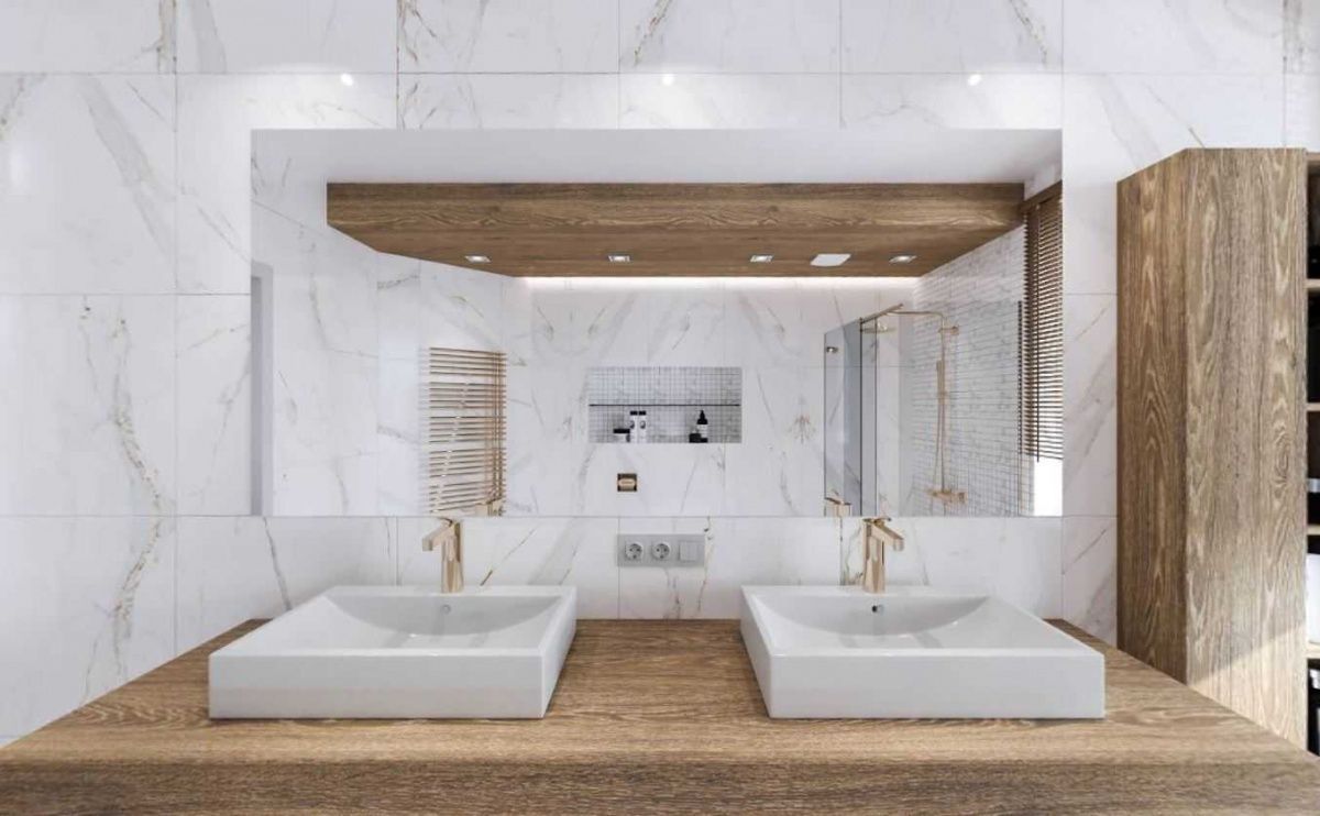 Фото в интерьере для ванной Absolut Gres Regal Carrara