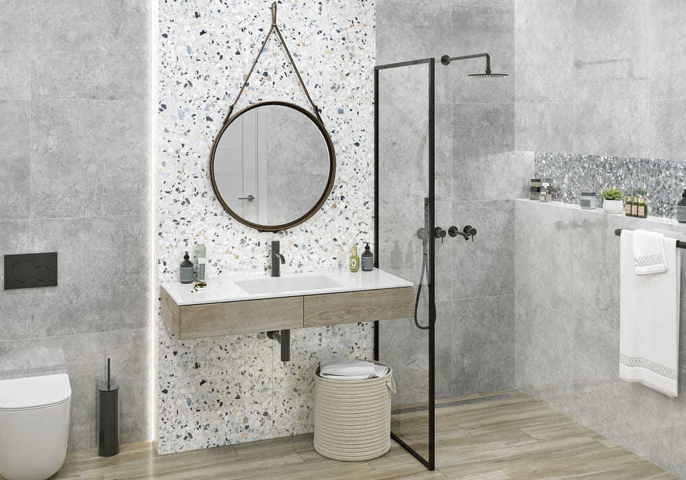 Фото в интерьере для ванной ALMA Ceramica Terrazzo