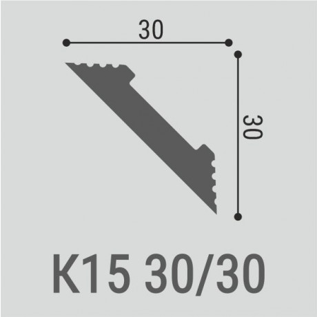 Плинтусы потолочные Bello Deco Карнизы потолочные Карниз потолочный К15 30-30 3x200 — фото 2