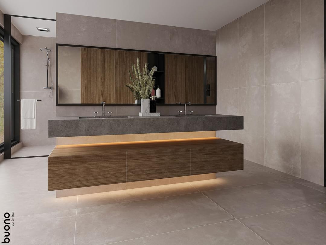 Фото в интерьере для душа Buono Ceramica Beton