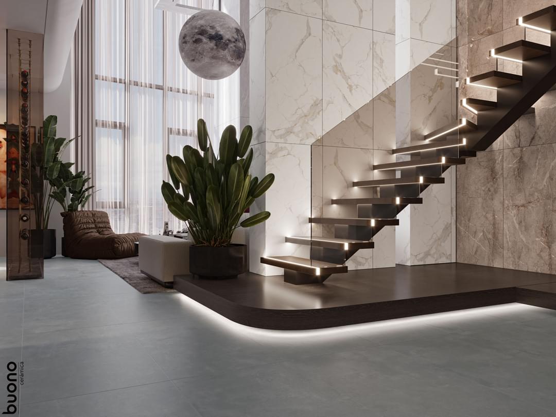 Фото в интерьере для холла Buono Ceramica Marble