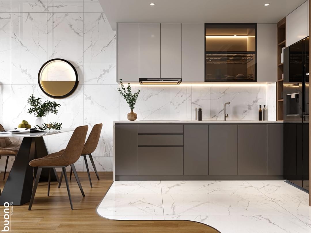 Фото в интерьере для кухни Buono Ceramica Marble