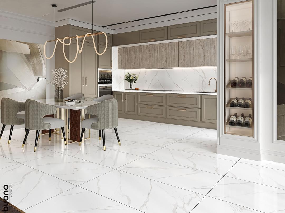 Фото в интерьере для кухни Buono Ceramica Marble