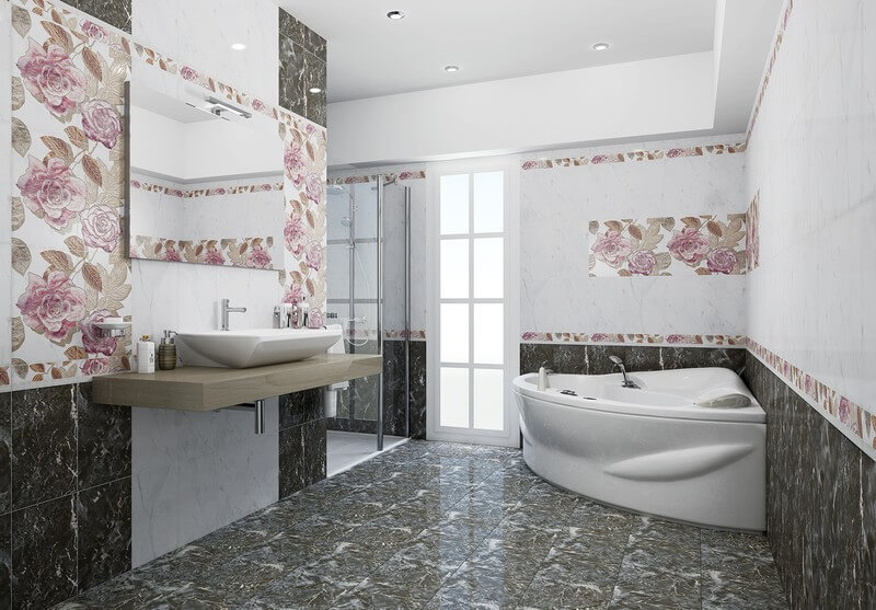 Фото в интерьере для ванной Ceramica Classic Argos Flowers