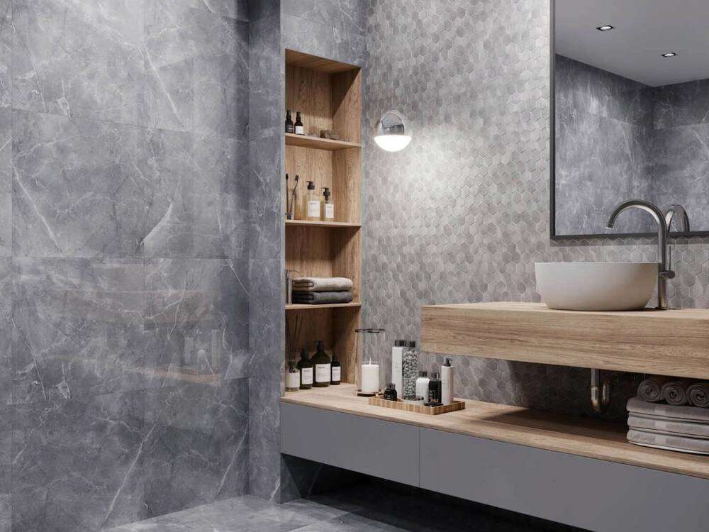 Фото в интерьере для ванной Ceramo Stone Group Глянцевый 80x80