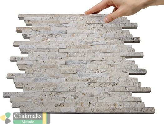 Каменная Chakmaks 3D Fusion Stone Бесшовная 3D мозаика из травертина FORT 1х1.2х10 см — фото 2