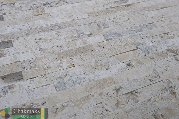Каменная Chakmaks 3D Fusion Stone Бесшовная 3D мозаика из травертина FORT 1х1.2х10 см — фото 3