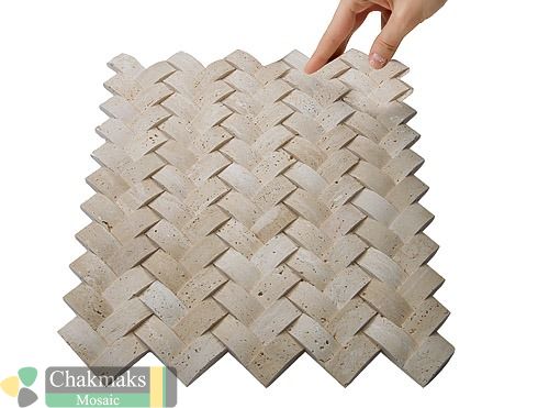 Каменная Chakmaks 3D Fusion Stone Бесшовная 3D мозаика из травертина NETWORK 1х2х4 см — фото 2