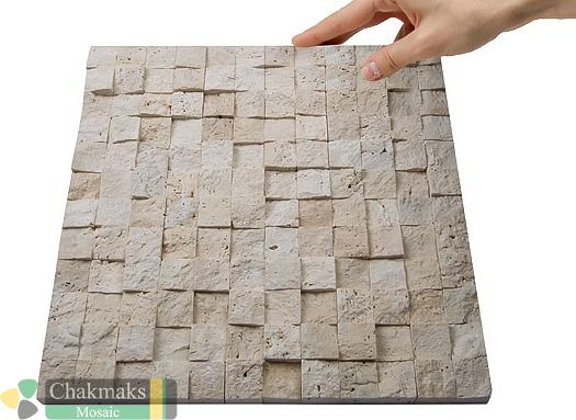 Каменная Chakmaks 3D Fusion Stone Бесшовная 3D мозаика из травертина POPCORN 1х2.5х2.5 см — фото 2