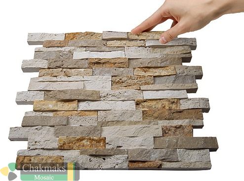 Каменная Chakmaks 3D Fusion Stone Бесшовная 3D мозаика из травертина POROUS 28x28 — фото 2