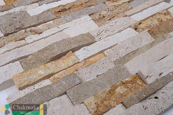 Каменная Chakmaks 3D Fusion Stone Бесшовная 3D мозаика из травертина POROUS 28x28 — фото 3