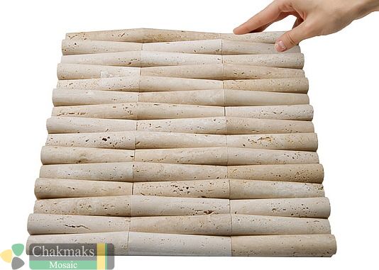 Каменная Chakmaks 3D Fusion Stone Бесшовная 3D мозаика из травертина WILD KAMYSH CLASSIC 1х2х10 см — фото 2
