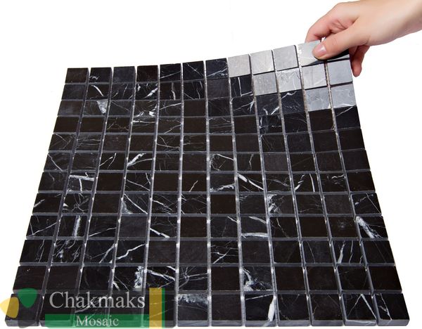 Мраморная Chakmaks Anatolian Stone 23x23 Мозаика из мрамора (23х23*10 мм) BLACK SILK — фото 2