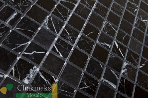Мраморная Chakmaks Anatolian Stone 23x23 Мозаика из мрамора (23х23*10 мм) BLACK SILK — фото 3