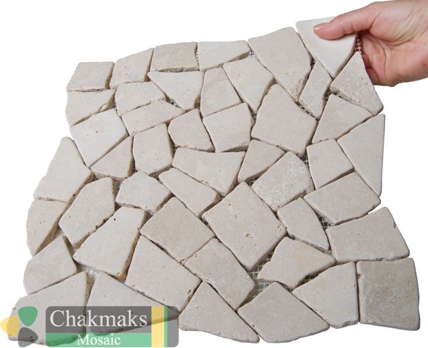 Каменная Chakmaks Anatolian Stone 23x23 Мозаика из травертина (23х23*10 мм) AMORPHOUS LIGHT — фото 2