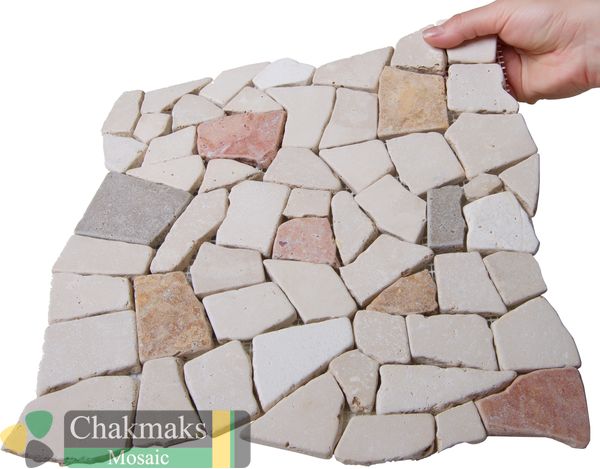 Каменная Chakmaks Anatolian Stone 23x23 Мозаика из травертина (23х23*10 мм) AMORPHOUS MIX — фото 2