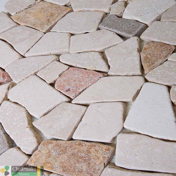 Каменная Chakmaks Anatolian Stone 23x23 Мозаика из травертина (23х23*10 мм) AMORPHOUS MIX — фото 3
