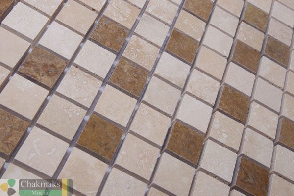 Каменная Chakmaks Anatolian Stone 23x23 Мозаика из травертина (23х23*10 мм) LIGHT NOCE — фото 3