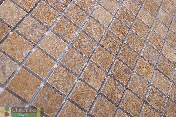 Каменная Chakmaks Anatolian Stone 23x23 Мозаика из травертина (23х23*10 мм) NOCE — фото 3