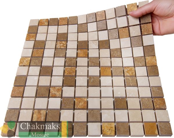Каменная Chakmaks Anatolian Stone 23x23 Мозаика из травертина (23х23*10 мм) SANTAL — фото 2