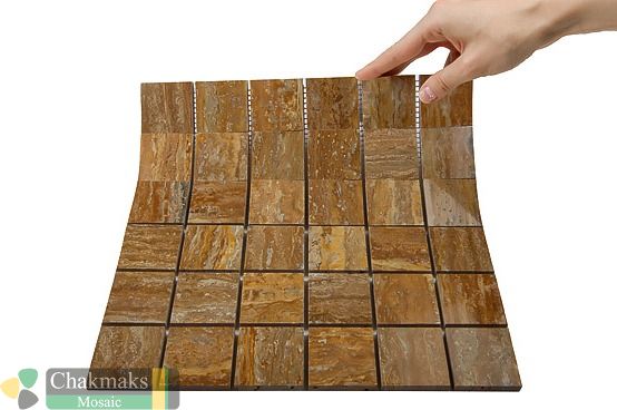 Каменная Chakmaks Anatolian Stone 50x50 Мозаика из травертина (50х50*10 мм) BRONZE — фото 2