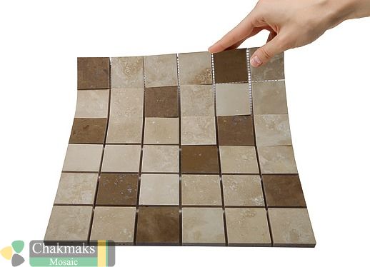 Каменная Chakmaks Anatolian Stone 50x50 Мозаика из травертина (50х50*10 мм) LIGHT NOCE — фото 2